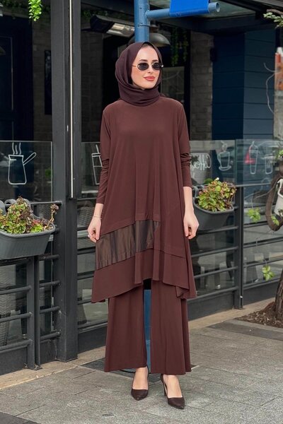 AlMarwah Pantolonlu Takım 202964 Kahverengi
