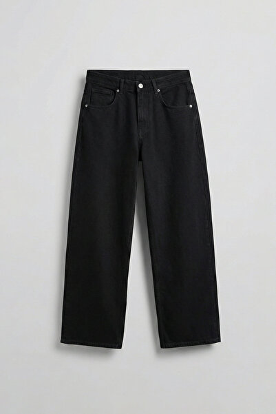 ablukaonline Men's Super Baggy Basic Jean Trousers Black