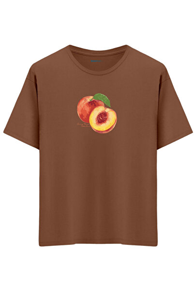 BetterThanCo Μπλουζάκι Peach με τύπωμα Crew Neck oversized