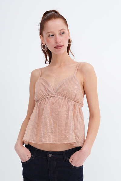 Addax Bluză cu bretele și paiete A18094