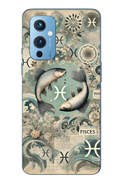 FLAMENKO حافظة هاتف شفافة متوافقة مع One Plus 9 من نوع Fish Sign منقوش