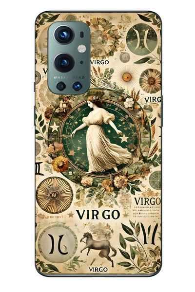 FLAMENKO حافظة هاتف شفافة متوافقة مع One Plus 9 Pro من نوع Başak Burcu منقوش