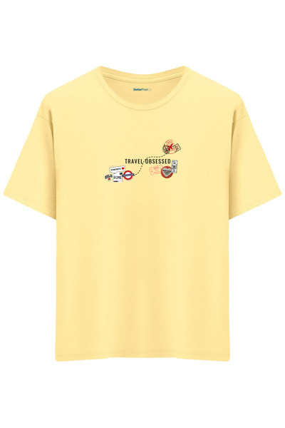 BetterThanCo Travel Obsessed Printed Crew Neck Oversized T-Shirt