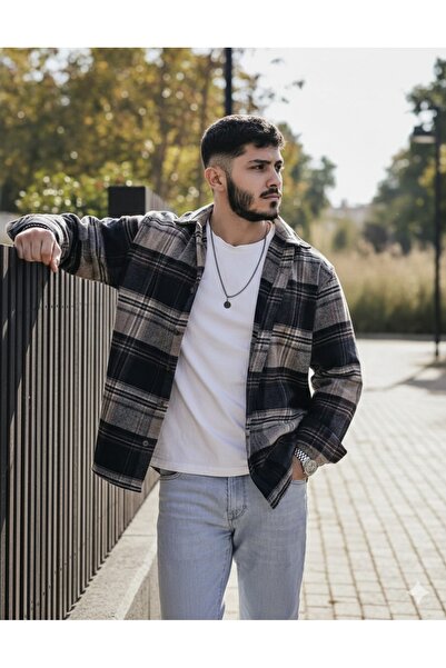 noliva bebek ve çocuk 'Gray Smoked Lumberjack Shirt for Stylish Men, Pack of ...