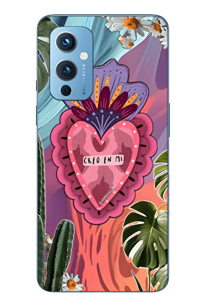 FLAMENKO حافظة هاتف ون بلس 9 متوافقة مع تصميم القلب الملون وغطاء الهاتف الشفا...