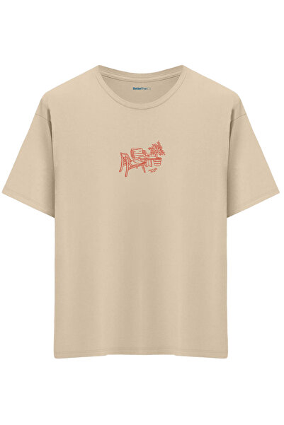 BetterThanCo Masă de vară cu imprimeu guler rotund supradimensionat tricou