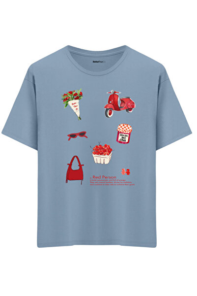 BetterThanCo Μπλουζάκι Red Person με τύπωμα Crew Neck oversized