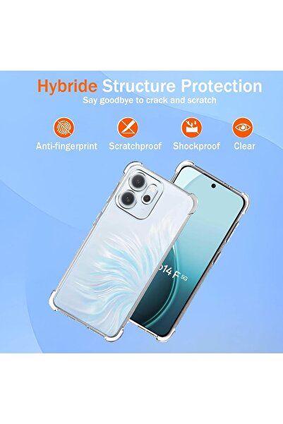 Deppo Trend Oppo Reno 14F/14Fs Compatible Camera Protected Case Anti-Knock Transparent Sheer Stretchy Silicone Cover