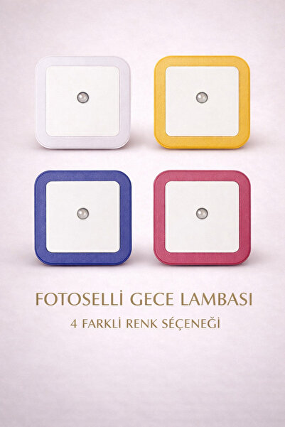 Cata Sensörlü LED Gece Lambası | Fotoselli Priz Tipi (4 Renk)