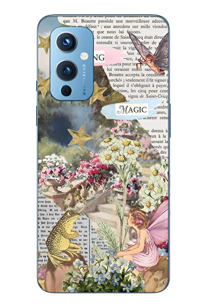 FLAMENKO حافظة هاتف شفافة متوافقة مع One Plus 9 Spring Magic منقوش