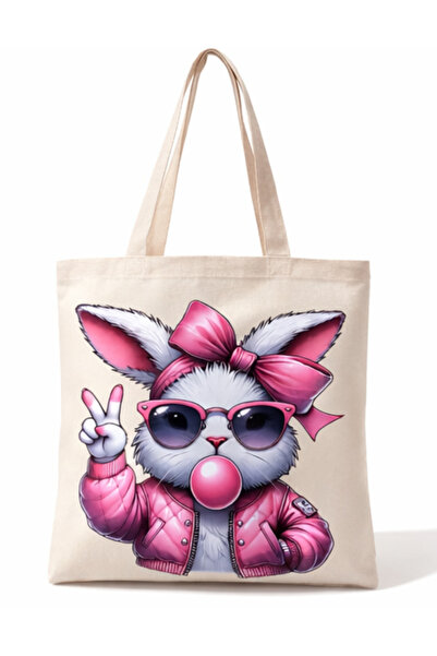 OEM Beige Tote Bag with Patterned and Pink Jacket