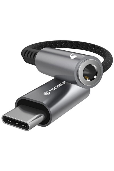 Techsuit Adaptor Jack, USB-C, Aluminiu, 0.1m - SonicPiX (AC14) - Gri
