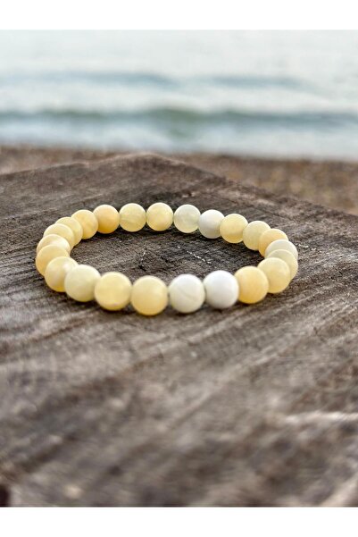 Zodyak Doğal Taş 8 mm Aragonite Stone Men Women Natural Stone Bracelet a Quality