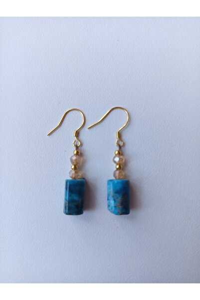 Handmade Cercei argint placat cu aur și amazonit