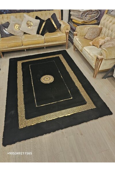 KRAL HOME Gold Varaklı Krem Renk Peluş Halı