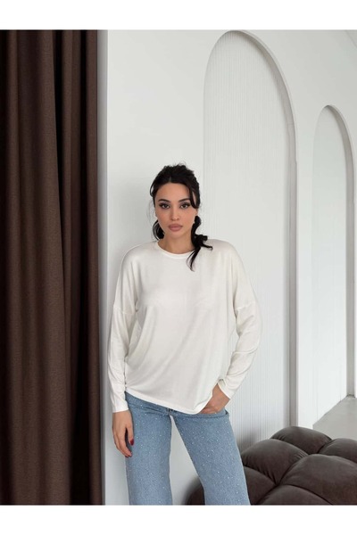 VeniLife Buzzy Fabric Crew Neck Casual Blouse