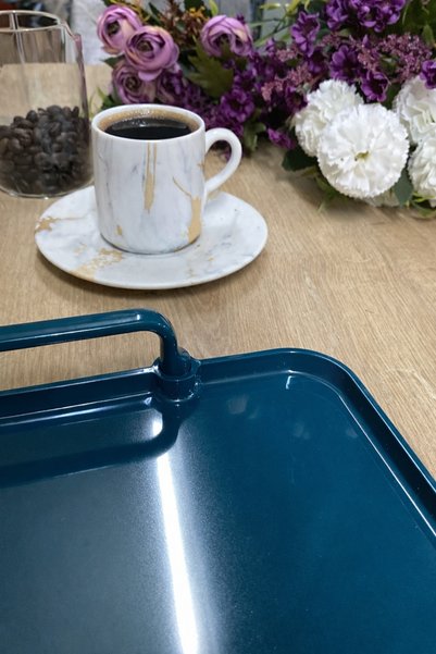 Zucci Home Aurora Eucalyptus Opaque 2-Piece Serving Tray |   Durable Presentation Tray - 30X22 cm |   38X26 cm