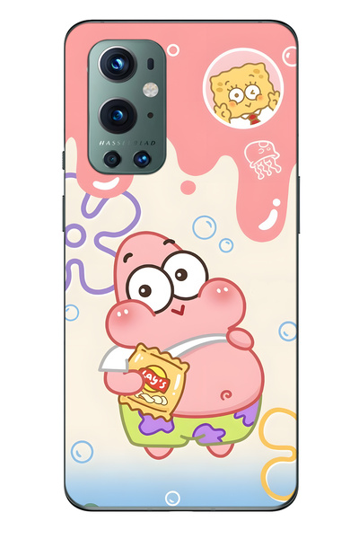 FLAMENKO حافظة هاتف شفافة متوافقة مع One Plus 9 Pro من نوع Patrick Star منقوش