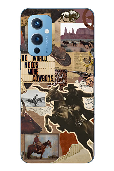 FLAMENKO حافظة هاتف شفافة متوافقة مع One Plus 9 من نوع Cowboy Western Collage...