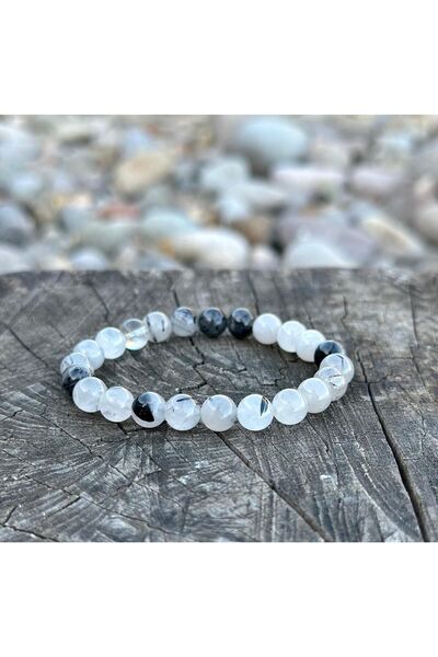 Zodyak Doğal Taş سوار من حجر الكوارتز الروتيلي الطبيعي مقاس 8 مم للرجال والنس...