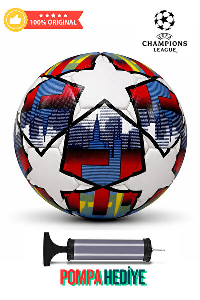 İMVULA Şampiyonlar Ligi Futbol Topu Renkli Halı Saha ve Dış Mekan Pompa Hediyeli