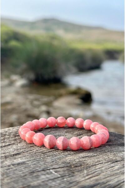 Zodyak Doğal Taş 8 mm Rhodochrosite Stone Men's Women's Natural Stone Bracele...