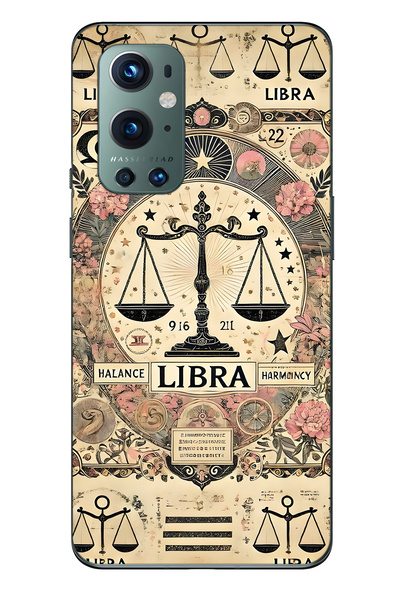 FLAMENKO حافظة هاتف شفافة متوافقة مع One Plus 9 Pro بتصميم Libra منقوش