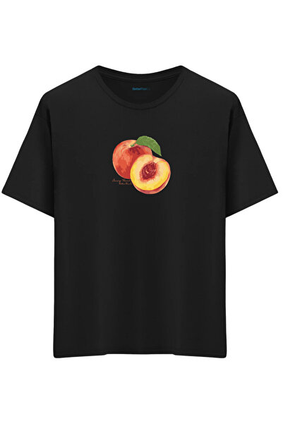 BetterThanCo Peach Printed Crew Neck Oversized T-Shirt