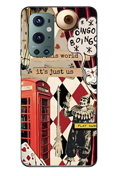 FLAMENKO حافظة هاتف شفافة متوافقة مع هاتف ون بلس 9 برو كولاج منقوش