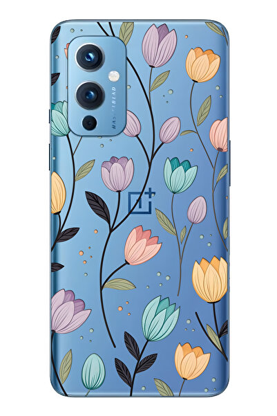 FLAMENKO حافظة هاتف شفافة متوافقة مع ون بلس 9 من نوع ليلي بنقشة زهور