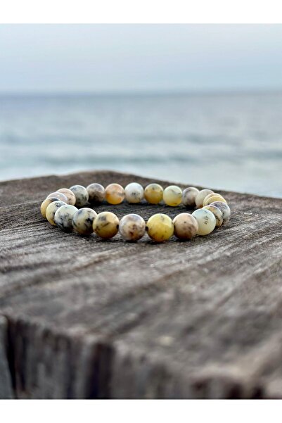 Zodyak Doğal Taş 8 mm Merlinite Opal Stone Men's Women's Natural Stone Bracel...