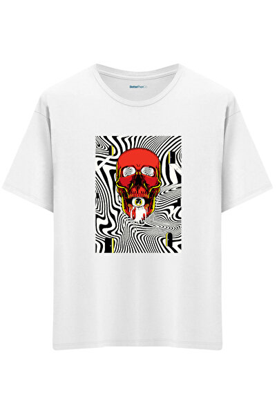 BetterThanCo Frumos cu imprimeu guler rotund supradimensionat tricou