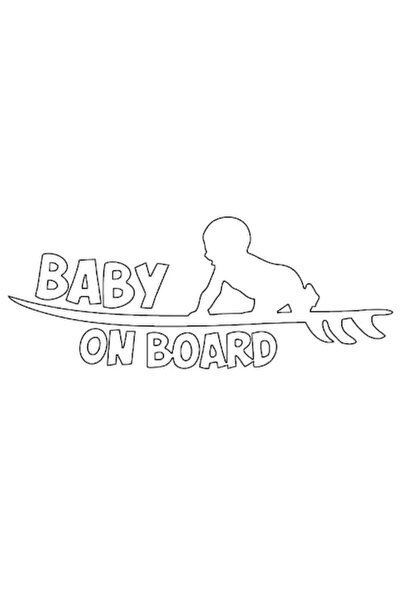 Universal Car Sticker 'Baby on board', 15 cm, White