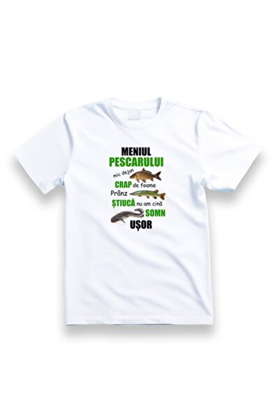 OEM Personalized Cotton T-Shirt 'Fisherman's Menu', White, L