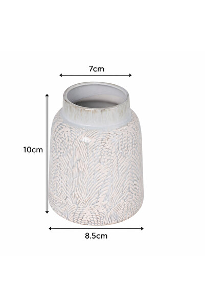 N.zone Decorative ceramic vase in light beige with nature-inspired patterns –...