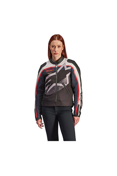 Alpinestars Idles Korumalı Kadın Motosiklet Montu Siyah Beyaz Kırmızı