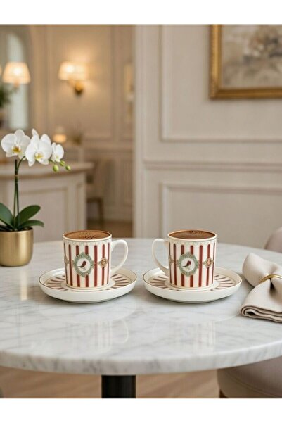 evinbizden ŞIK MODEL KUŞ FİGÜRLÜ 2 KİŞİLİK FİNCAN SET SERAMİK MODEL