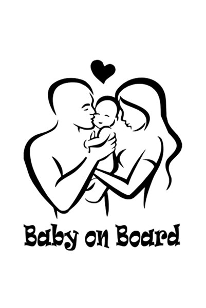 OEM Car Sticker 'Baby on board', Family Model, 20cm, Black
