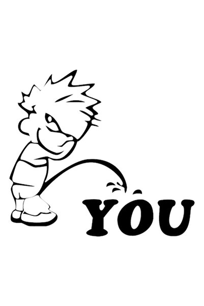 Universal Car Sticker 'Pee on you', 15cm, Black