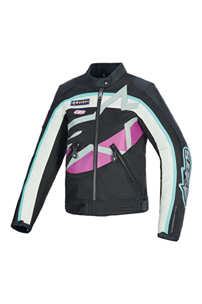 Alpinestars Idles Korumalı Kadın Motosiklet Montu Siyah Beyaz Mor