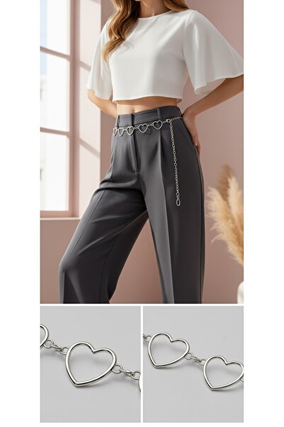 Corvus kolye&bileklik Kalpli Zincir Kemer