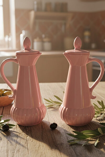 Minole 2'li Seramik Yağdanlık Seti - Kapaklı ve Kulplu Şık Tasarım 2 Adet Yağlık