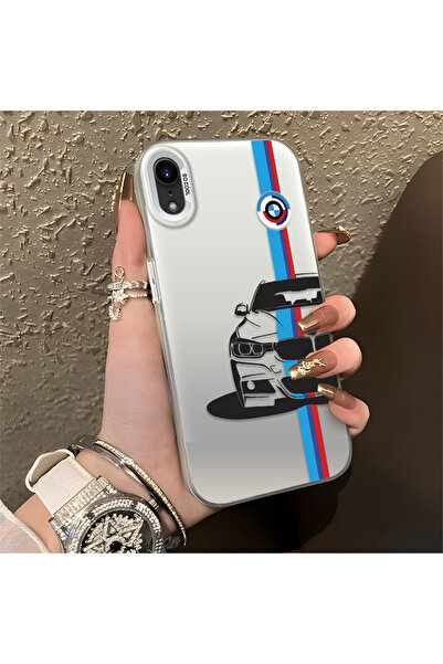 Hontinga iPhone XR Uyumlu BMW Desenli Silikon Kenar Sert Arka Anti Düşme Tele...