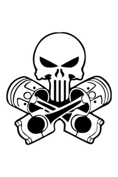 Universal Autocolant auto „Craniu uman Punisher”, 15cm, negru