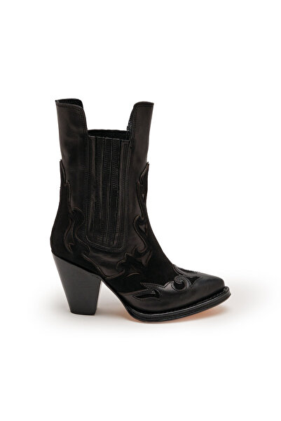 CANES AYAKKABI Çocuk Siyah Deri & Süet Western Bot