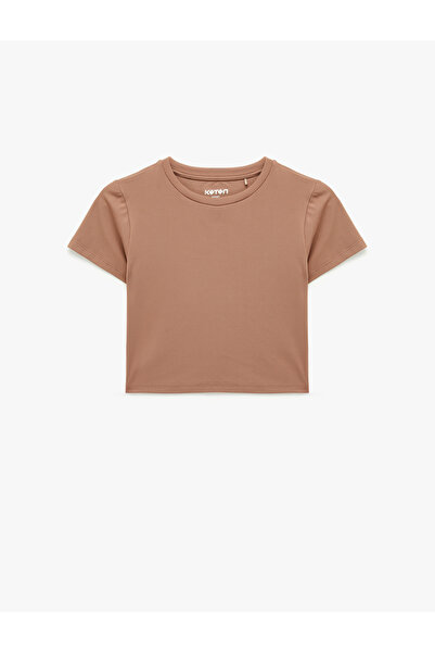 Koton Slim Fit Short Sleeve Crew Neck Crop Sports T-Shirt