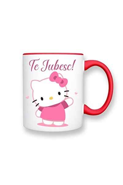 OEM Cană personalizată cu mesajul „Te iubesc”, model Hello Kitty