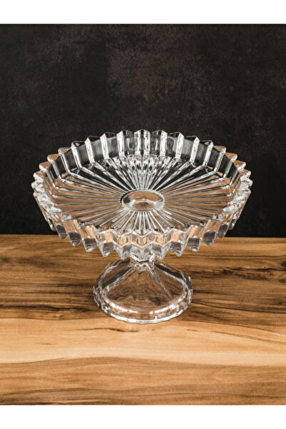 Nobrand Striped glass dessert and fruit serving dish with a striped base, mea...