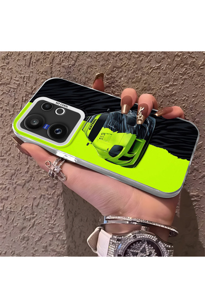 CHICASELUX حافظة هاتف لامبورغيني منقوش من السيليكون ذات حافة صلبة ومضادة للسق...