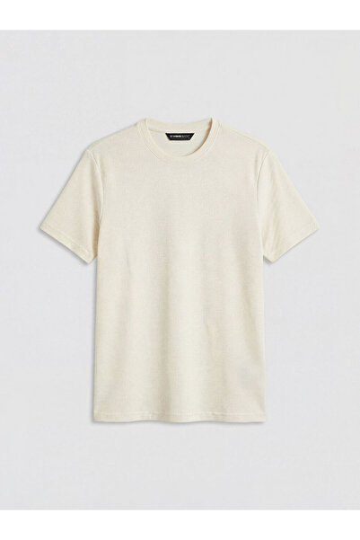 LC Waikiki Tricou bărbătesc LCWAIKIKI Classic Ecru guler rotund